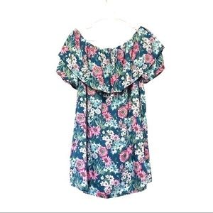 TASSELS N LACE Floral off the Shoulder Mini Dress